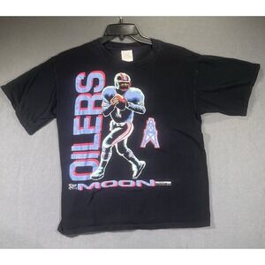 True VTG Warren Moon Oilers Official Fan Sportswear T Shirt L Black See All Pics